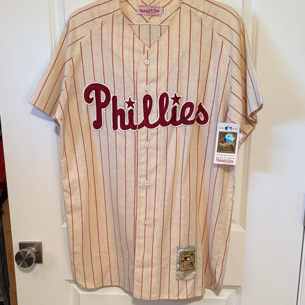 Mitchell & Ness Phillies Cream and Red Jersey